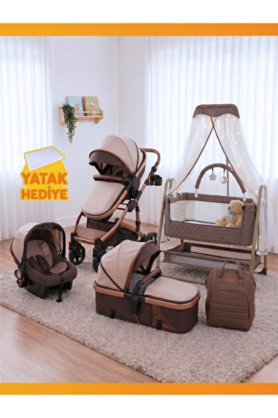 modabebekler 9 Parça Bebek Seti Şık Konforlu Anne Yanı Beşik Travel Sistem Be...