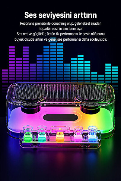 Blackbird Game Center Jrl Z6 RGB Işıklı Kablosuz Bluetooth Hoparlör - Mekanik Klavye Tuşlu, Speaker