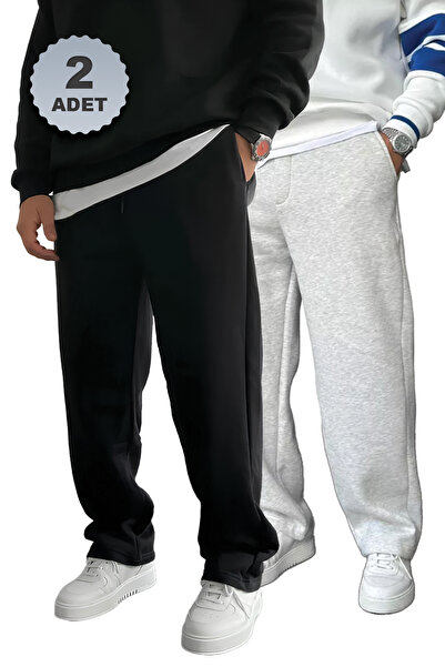 THE RULE Baggy 2 τεμάχια (Μαύρο+Γκρι) Καλοκαιρινό 3-κλωνο χαλαρό κόψιμο με ίσ...