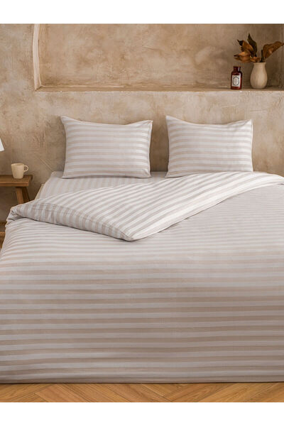 LC Waikiki Nevavm Striped Patterned Double Duvet Cover Set