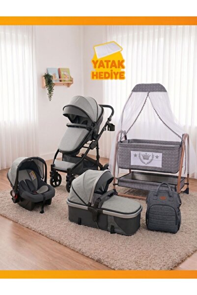 modabebekler 8 Parça Bebek Seti Şık Konforlu Anne Yanı Beşik Travel Sistem Be...