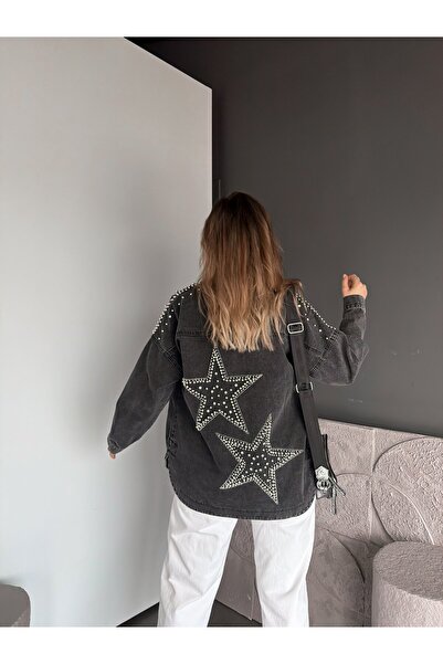Zerrincan Giyim Anthracite Trok Starry Denim Jacket