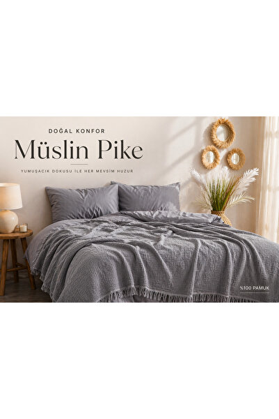 DüşEvi 4 Layer Muslin 100% Cotton Pique - Bedspread - Tv Blanket 200X220