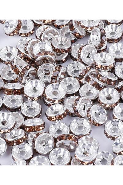 yiğit aksesuar 100 τεμάχια 8 χιλιοστών ροδαλίτης ροδακινί με κρυστάλλινη πέτρ...