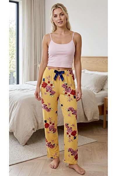 Sinem Çeyiz Pl 0808 Patterned Viscose Combed Cotton Lycra Trousers Single Bottom