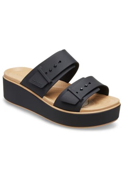 Crocs شبشب نسائي من بروكلين باكل مات وراب لو ويدج 212408-0RI أسود/كاجو