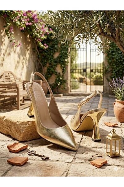 SEREL35SHOES Γυναικεία γαλβανισμένα παπούτσια με τακούνι, ανοιχτή πλάτη, μοντ...