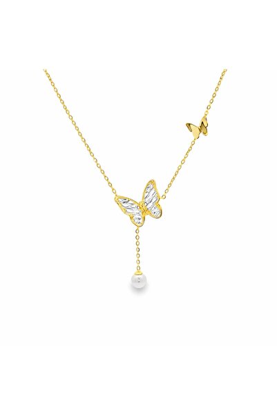 Bijuteria SORELLY Επιχρυσωμένη ασημένια αλυσίδα με πεταλούδες