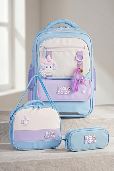 FATELLA Relaxion 1816 Girls' Orthopedic Primary School Bag Set 3-Piece Turquo...