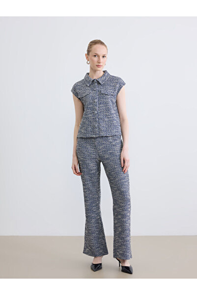 LC Waikiki Peak New Season Elastic Waist Spanish Style Women's Tweed Trousers