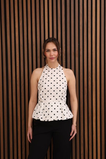 sahraozluk Polka Dot Back Detail Blouse White
