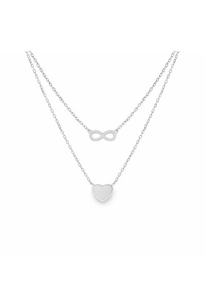 Bijuteria SORELLY Ασημένιο κολιέ με διπλή καρδιά και άπειρο