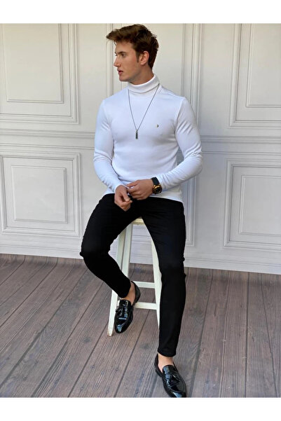 MODEFENDİ Slim Fit a Quality Cotton Full-Collar Sweater