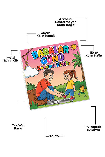 metafortoys Babalar Günü Boyama Kitabı Cozy Book – 21x20 cm I 40 Görsel I Çoc...