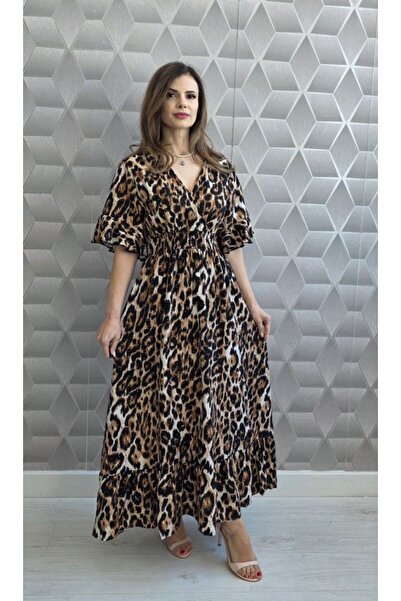 styleFlex Rochie lunga din vascoza cu imprimeu animal print si strasuri
