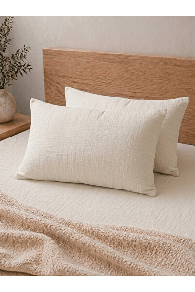 Luvis Home %100 Pamuk 2'li Müslin Yastık Kılıfı 50x70 cm – Nefes Alan Doğal K...