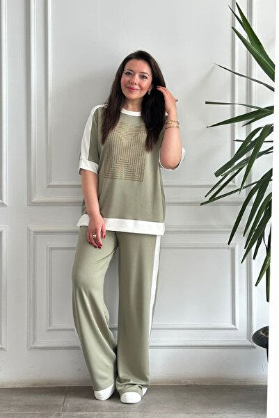 yb yağmur butik Σετ φόρμας με τετράγωνη λεπτομέρεια από πέτρα στο μπροστινό μ...