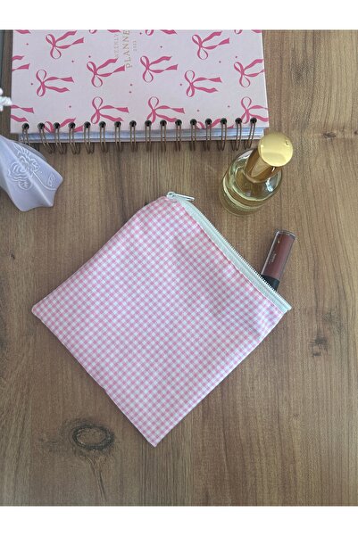minyaturhayalim Açık pembe beyaz pötikareli fermuarlı astarlı küçük cüzdan mi...
