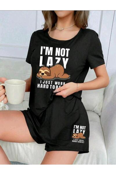 DİVİN Unisex Printed Oversize Top-Bottom Set Bartik Shorts T-Shirt