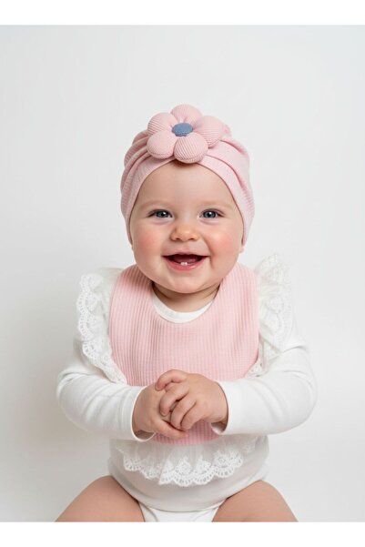 Babyqlo Cute Pink Baby Bib with Cap Set