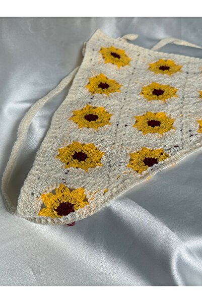 Tüko Store ÖRGÜ ÜÇGEN BANDANA ÇİÇEK DESENLİ