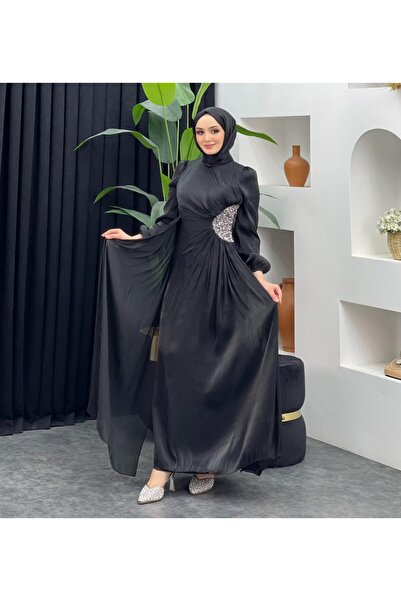 MERVE TESETTÜR Βραδινό φόρεμα Janjan με πέτρες στο πλάι