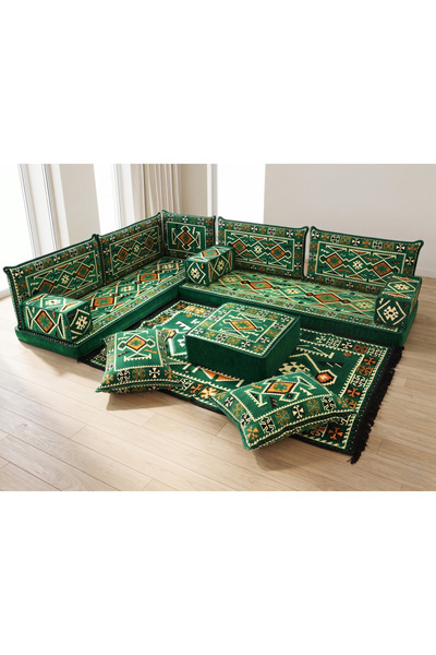 FEYZA DECOR HOME Anadolu Desen Köşe Minderi Seti – Otantik Yer Minderi, Şark ...