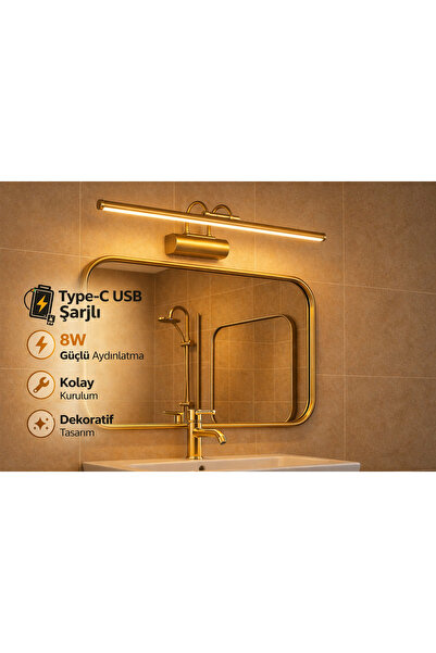 RulTech Sarjlı LED Flüt Resim Aplik | 8W | 3200K Gün Işığı | 50cm | Duvar Tip...