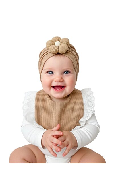 Babyqlo Baby Girl Lace Bib with Brown Cap