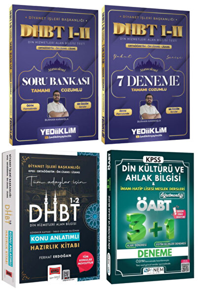 Yediiklim Yayınları Diyanet İşleri Başkanlığı DHBT I-II Ortaöğretim-Ön Lisans...