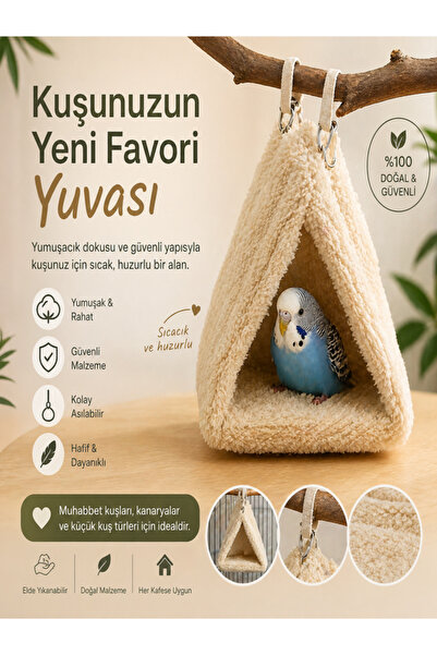 Dalipet Peluş Kuş Yuvası Askılı Yatak Muhabbet Kuşu ve Küçük Kuşlar İçin Konf...