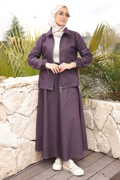 İmajButik Plum Jacket Skirt Set
