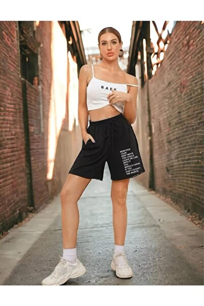DİVİN UNISEX ΜΑΥΡΟ Σορτς με Λεπτομέρειες