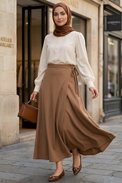 İmajButik Φούστα Dabıl με λεπτομέρεια δεσίματος στο πλάι σε στυλ βιζόν