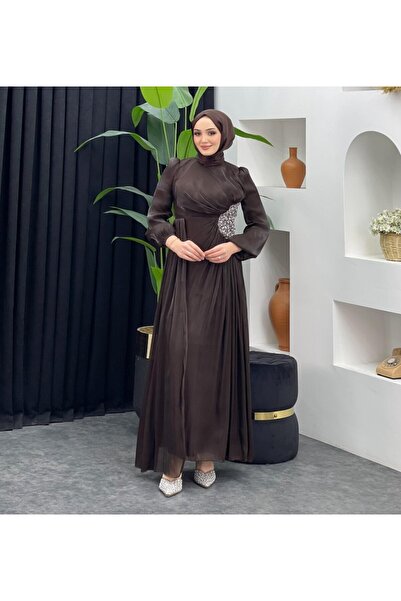 MERVE TESETTÜR Βραδινό φόρεμα Janjan με πέτρες στο πλάι