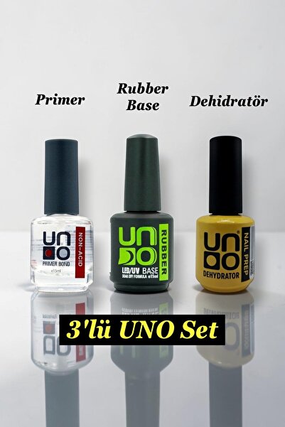 Easy Beauty UNO 3'lü Set Protez Tırnak Hazırlık Seti Primer Dehidratör Rubber...