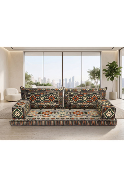 FEYZA DECOR HOME Anadolu Desen Yer Minderi Koltuk – Otantik Şark Köşesi Sedir...