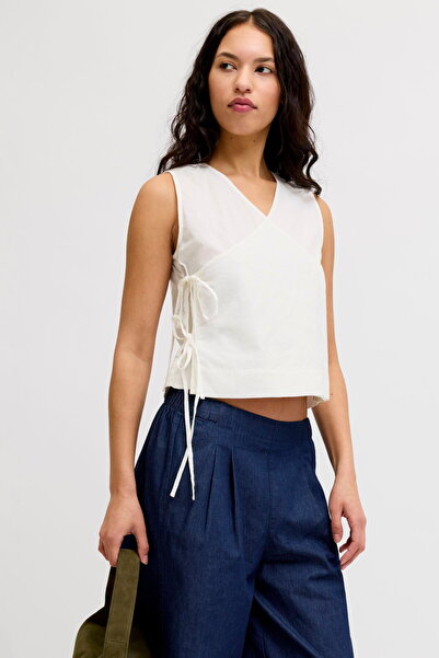 Jack & Jones Γυναικείο Αμάνικο Ασύμμετρο Τοπ με Λεπτομέρεια Baglama - Alia