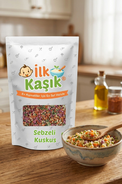 İlk Kaşık Sebzeli Kuskus 200 gr / Tam Buğday Pratik Bebek ve Aile Gıdası 90g ...