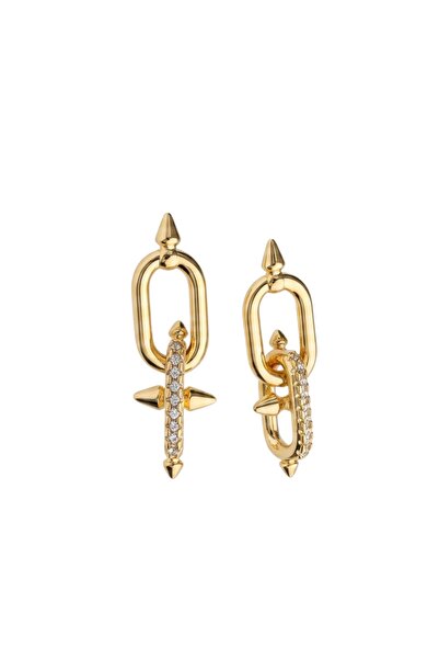 Bo Takı ve Aksesuar Zircon Stone Chain Earrings 4 cm