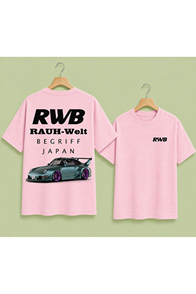 VODEXA Tricou oversize unisex cu imprimeu RWB, 100% bumbac, croială confortabilă