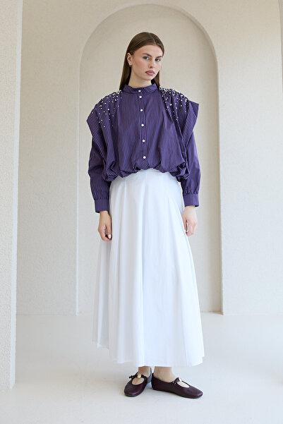 Melike Tatar Πουκάμισο με Πέρλες και Ρίγες 32-2837