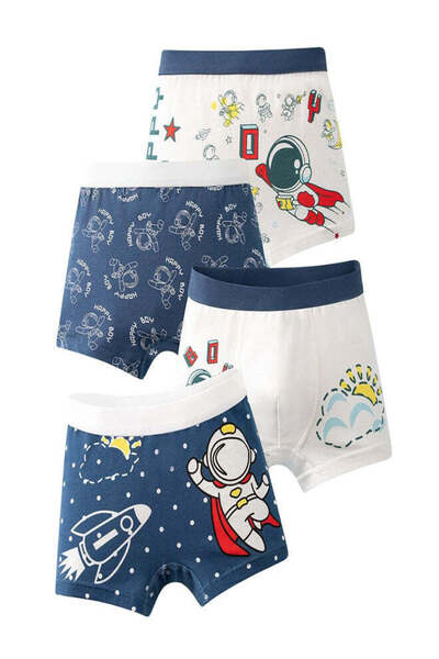 Babyqlo Boys Cotton Space Astronaut Boxer Pack of 4
