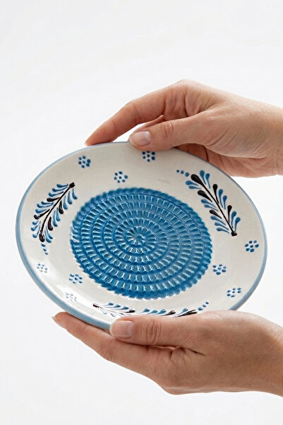 evcime El Yapımı Seramik Rende Tabağı (13 cm) –Sarımsak, Zencefil, Meyve Püresi ve Bebek Maması Hazırlayıcı