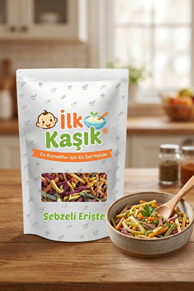 İlk Kaşık Sebzeli Erişte 100 gr / Doyurucu Bebek Ek Gıdası Tam Buğday 45g Seb...