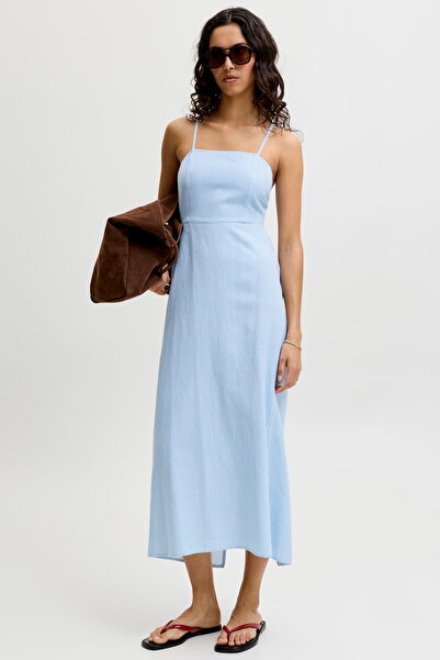 Jack & Jones Γυναικείο Φόρεμα με Σταυρωτό Σχέδιο και Λεπτομερή Τετράγωνη Λαιμ...