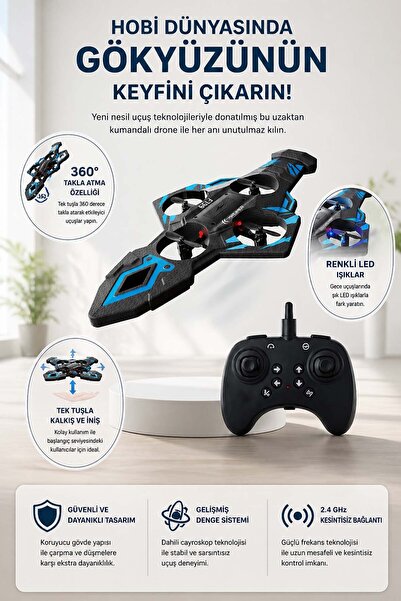 FaroxTech Akrobatik 360° Takla Atan Işıklı Drone - Darbeye Dayanıklı Gövde & ...
