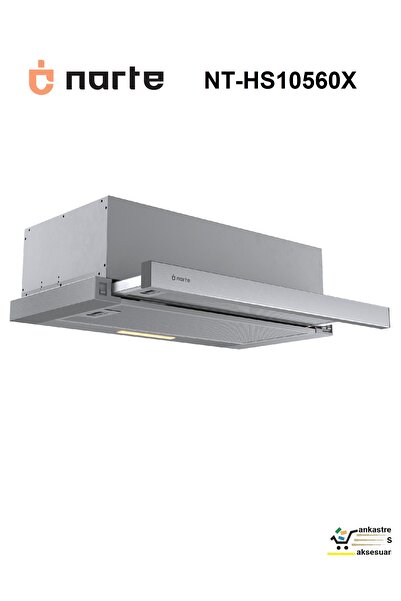 NARTE NT-HS10560X Sürgülü Aspiratör İnox 60cm 300m³ Çekmeli Ankastre 41dB(A)