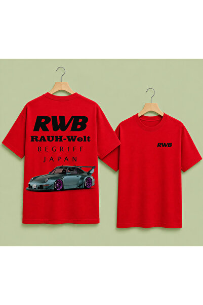 VODEXA Tricou oversize unisex cu imprimeu RWB, 100% bumbac, croială confortabilă