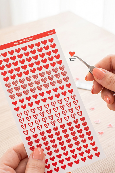 Tieni 225 Adet Mini Kalp Etiket Sticker Seti | Paketleme ve Süsleme İçin Kırm...